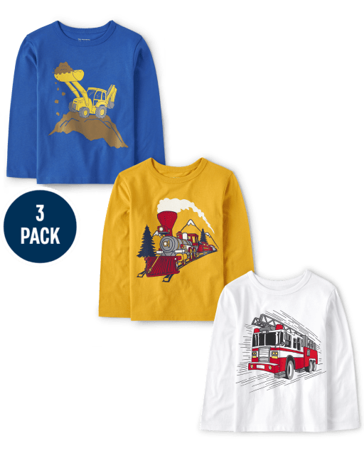 Baby And Toddler Boys Vehicle Graphic Tee 3-Pack