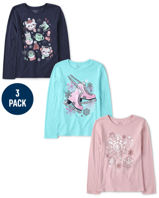 Girls Winter Graphic Tee 3-Pack