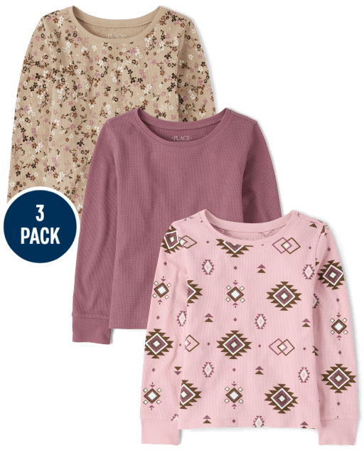 Girls Print Thermal Top 3-Pack