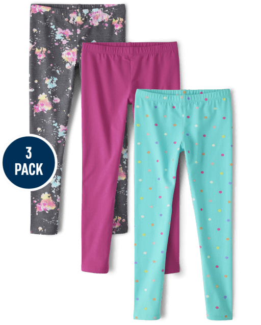 Pack de 3 leggings estampados para niñas
