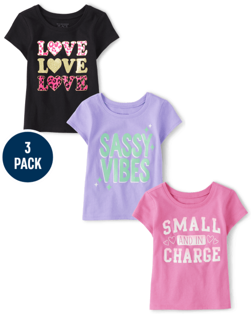 Baby And Toddler Girls Sassy Vibes Graphic Tee 3-Pack