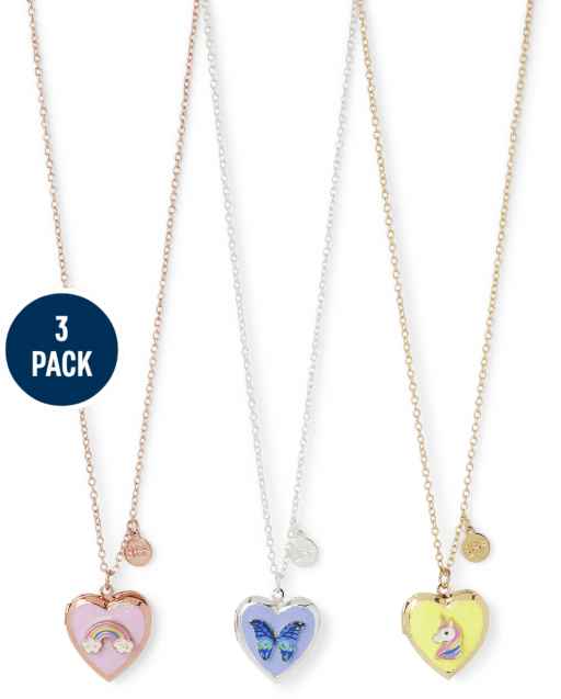 Paquete de 3 collares con medallón BFF de unicornio para niñas