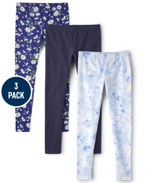 Girls Print Leggings 3-Pack
