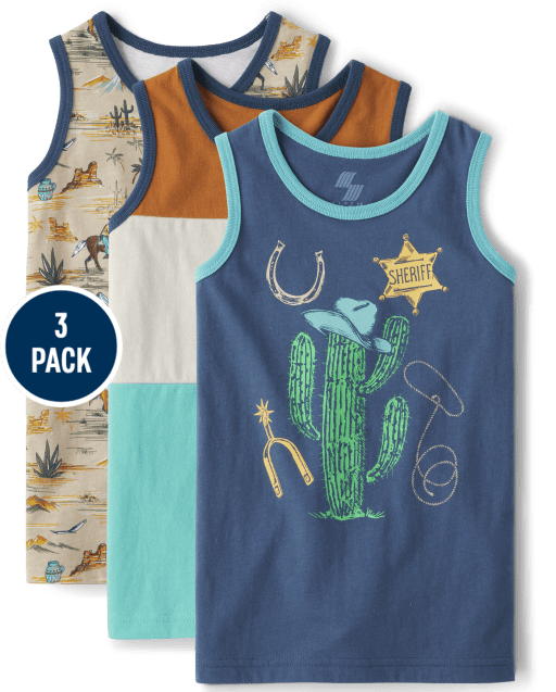 Baby And Toddler Boys Western Tank Top 3-Pack