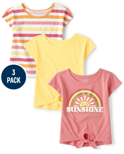 Toddler Girls Sunshine Tie Front Top 3-Pack