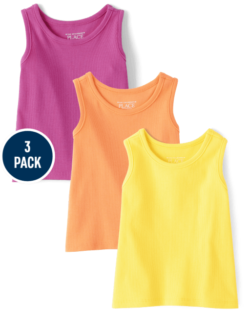Toddler Girls Ribbed Tank Top 3-Pack