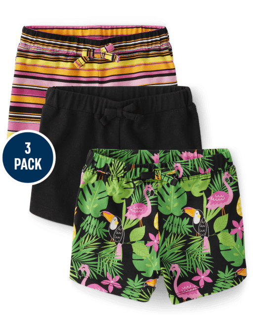 Pack de 3 pantalones cortos de delfín tropical para bebés y niñas pequeñas