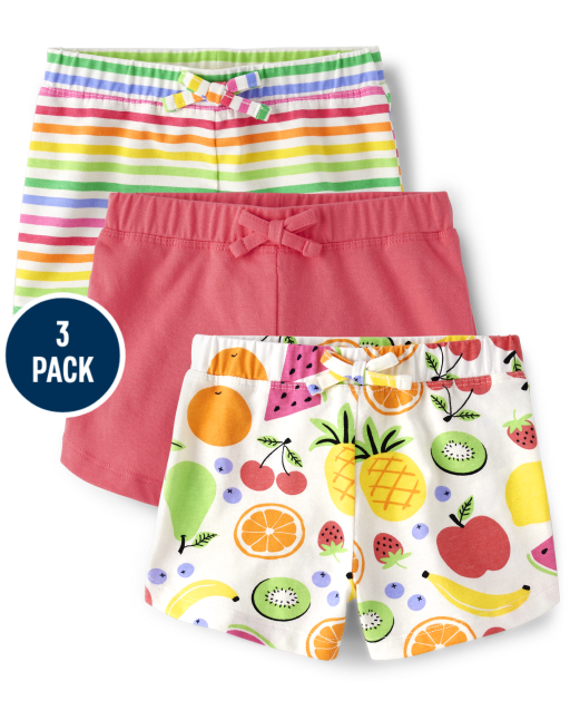 Toddler Girls Fruit Dolphin Shorts 3-Pack
