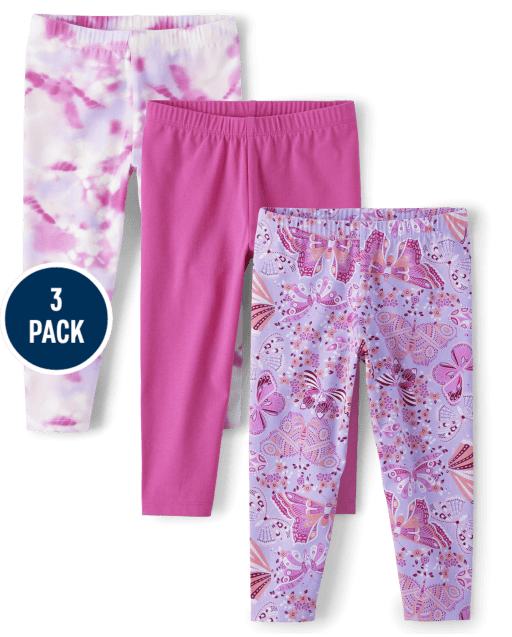 Pack de 3 calzas capri con diseño de mariposa para niña