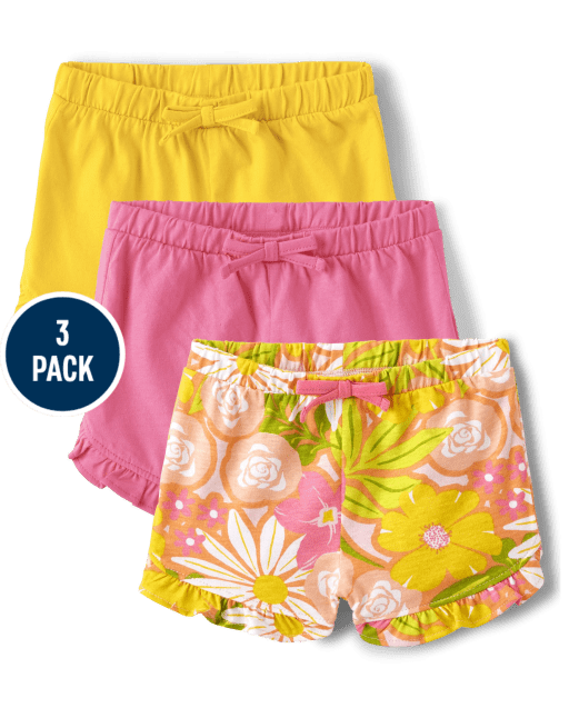 Shorts Bebé Niña Floral Volantes Pack de 3