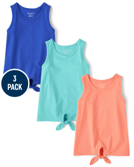 Girls Tie Front Tank Top 3-Pack
