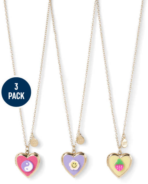 Girls Strawberry BFF Locket Necklace 3-Pack