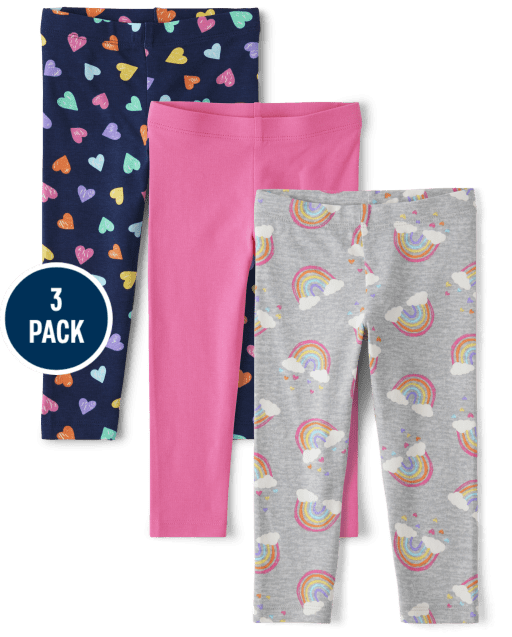 Toddler Girls Rainbow Leggings 3-Pack