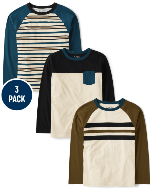 Boys Colorblock Raglan Top 3-Pack