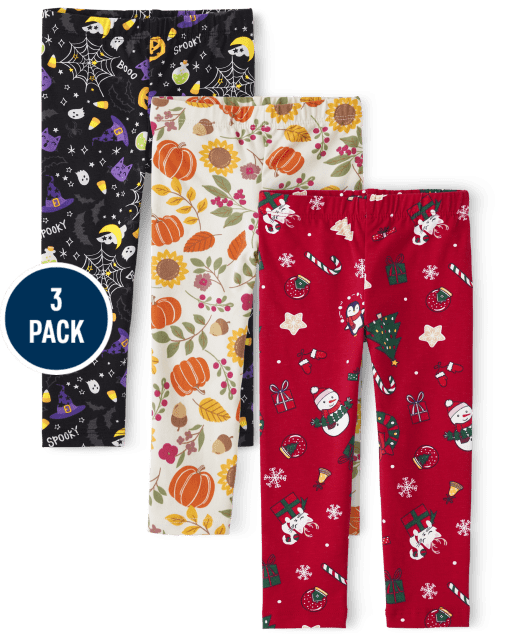 Toddler Girls Holiday Leggings 3-Pack