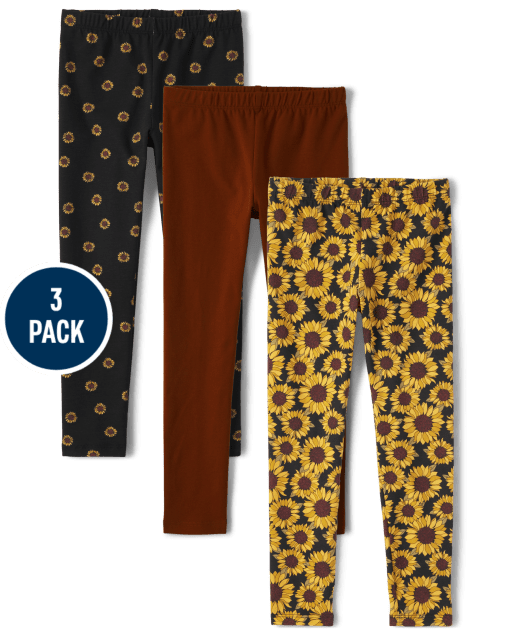 Girls Sunflower Leggings 3-Pack
