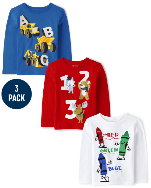 Baby And Toddler Boys Education Graphic Tee 3-Pack