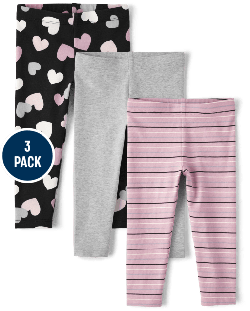 Toddler Girls Heart Leggings 3-Pack