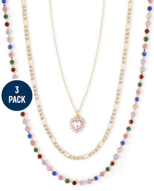 Girls Faux Stone Necklace 3-Pack