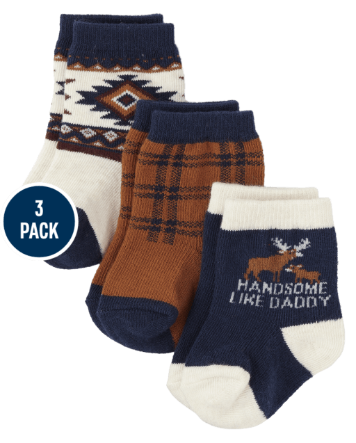 Baby Boys Moose Midi Socks 3-Pack