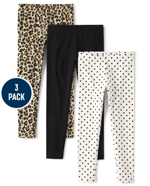 Girls Leopard Leggings 3-Pack