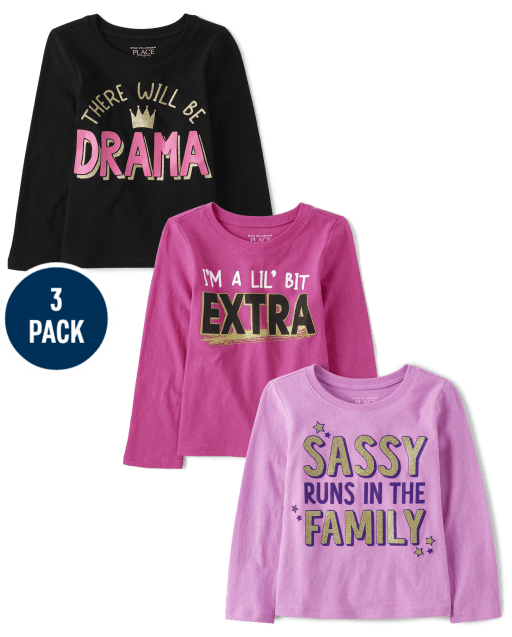 Baby And Toddler Girls Sassy Graphic Tee 3-Pack