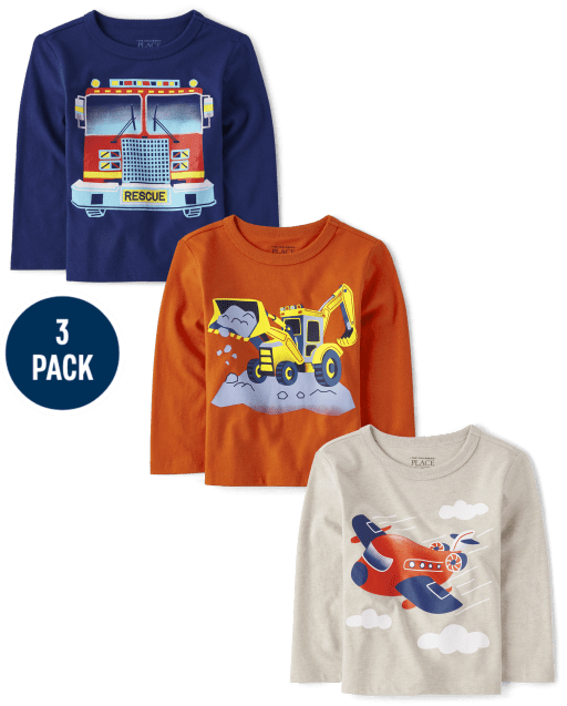 Baby And Toddler Boys Transportation Graphic Tee 3-Pack