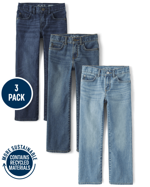 Boys Basic Bootcut Jeans 3-Pack