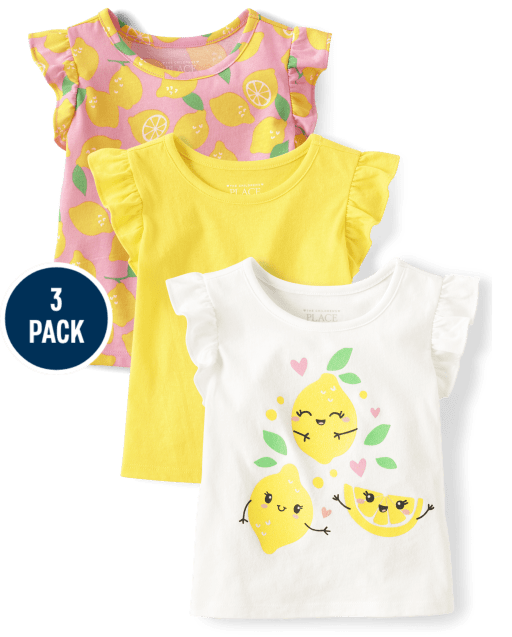 Toddler Girls Lemon Flutter Tank Top 3-Pack