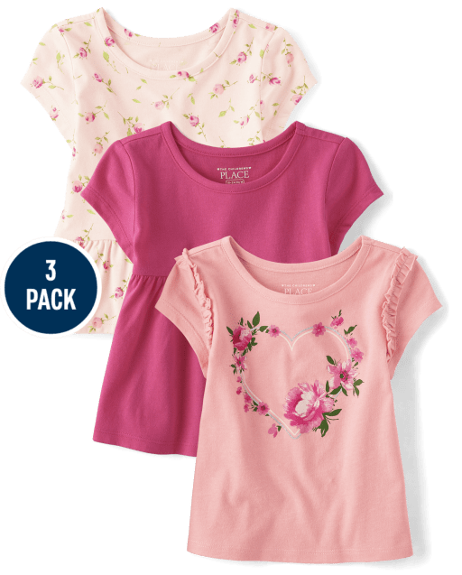 Toddler Girls Floral Peplum Top 3-Pack