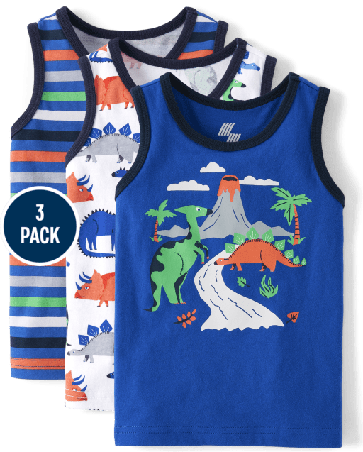 Baby And Toddler Boys Dino Tank Top 3-Pack