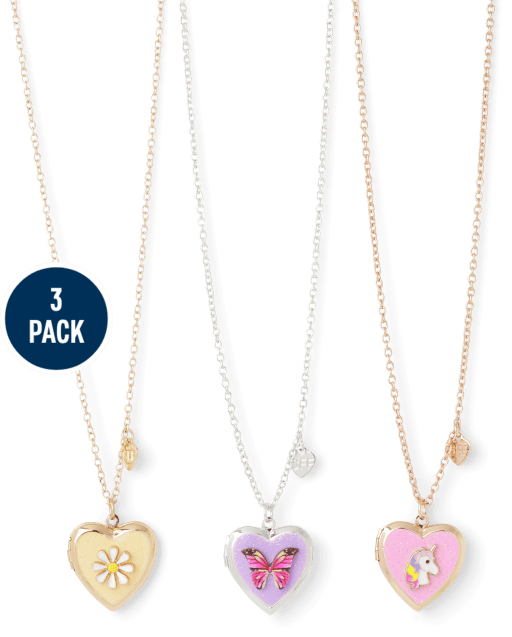 Girls Butterfly BFF Locket Necklace 3-Pack