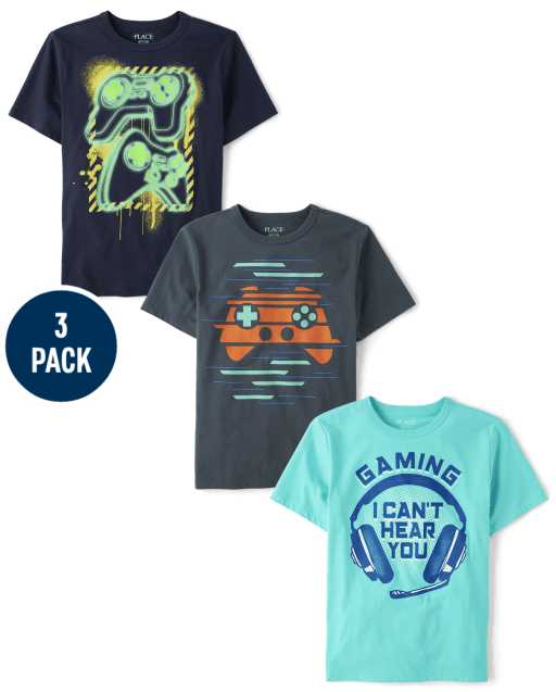 Pack de 3 camisetas con estampado de videojuegos para niño