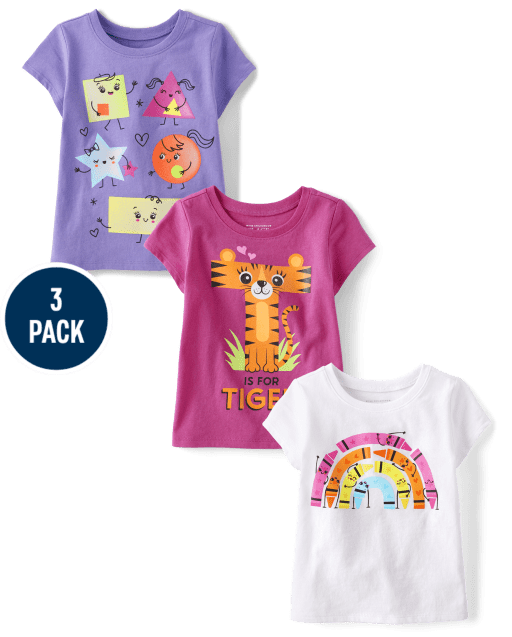 Baby And Toddler Girls Education Graphic Tee 2-Pack
