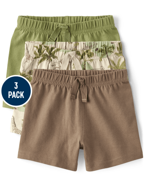 Baby Boys Safari Shorts 3-Pack