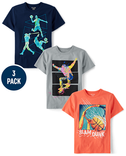 Camisetas estampadas para niño, paquete de 3