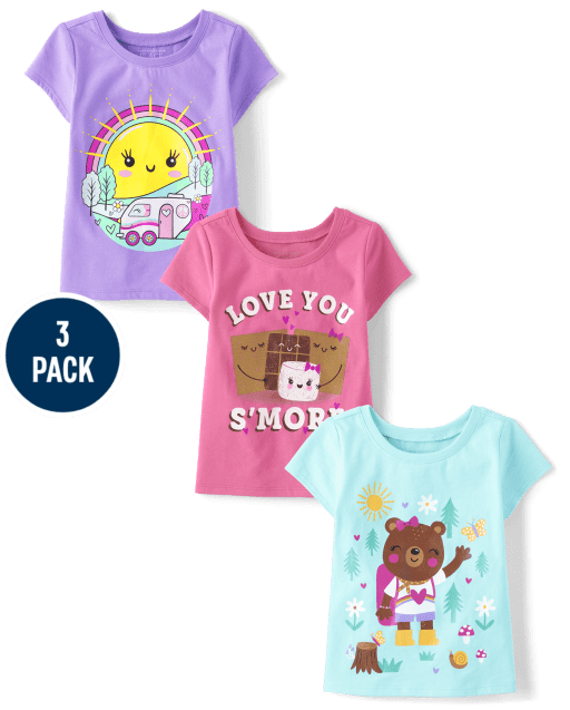 Baby And Toddler Girls Sun Graphic Tee 3-Pack