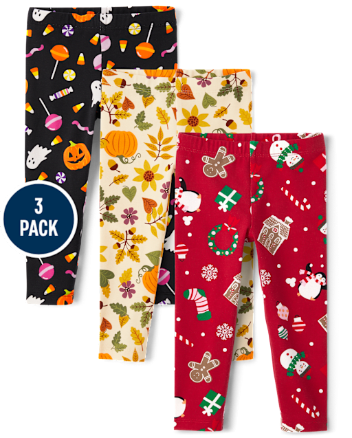 Toddler Girls Holiday Leggings 3-Pack