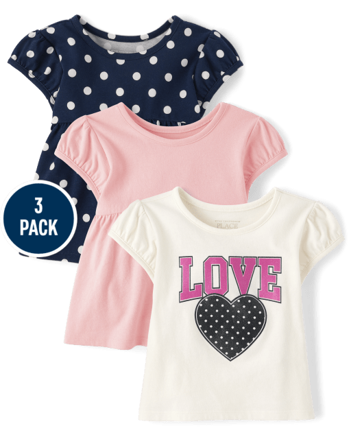 Toddler Girls Love Dot Top 3-Pack