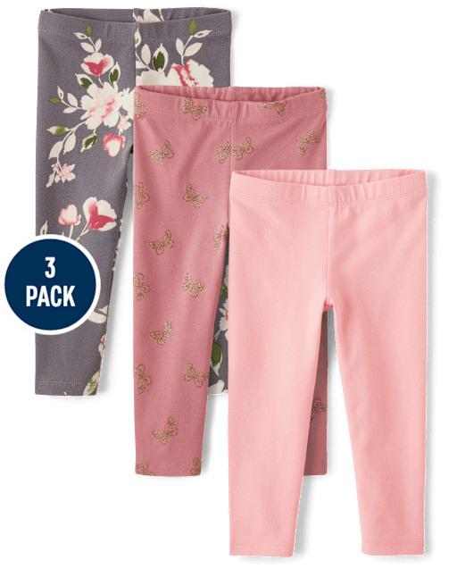 tout-petit, fille Scintillant Papillon Leggings 3-Pack