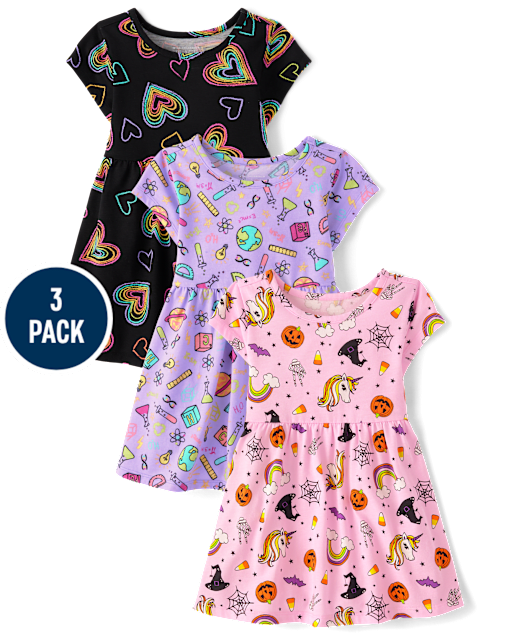 Toddler Girls Print Everyday Dress 3-Pack