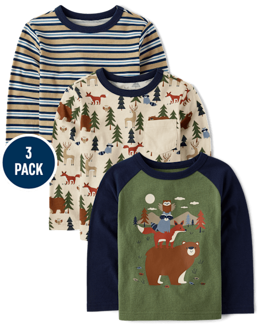 Baby And Niños pequeños Boys Animal Top 3-Pack