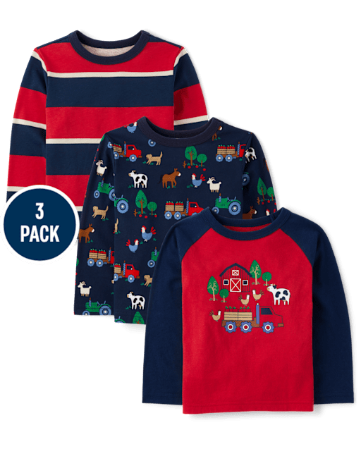 Baby And Niños pequeños Boys Farm Top 3-Pack
