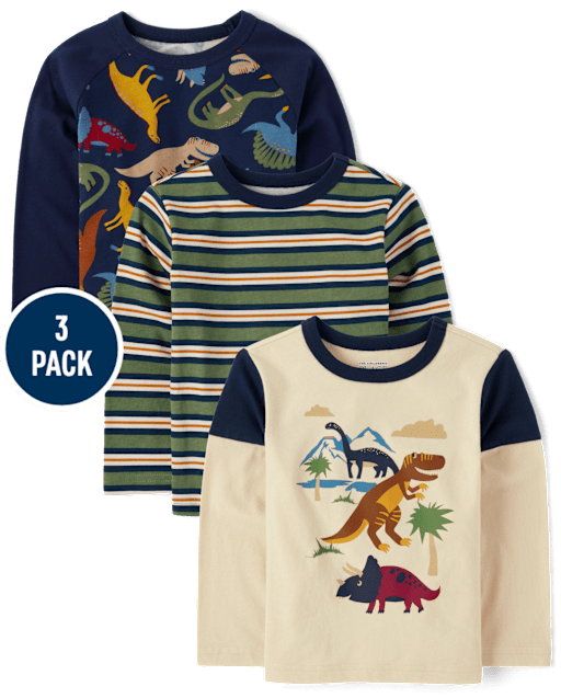 Baby And Niños pequeños Boys Dino Top 3-Pack