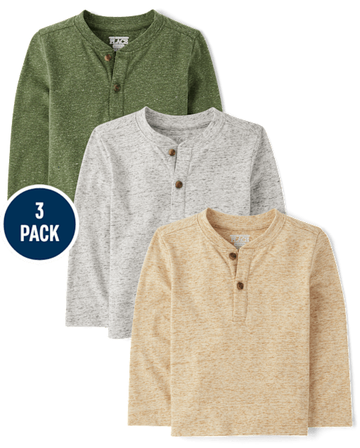 Baby And Niños pequeños Boys Henley Top 3-Pack