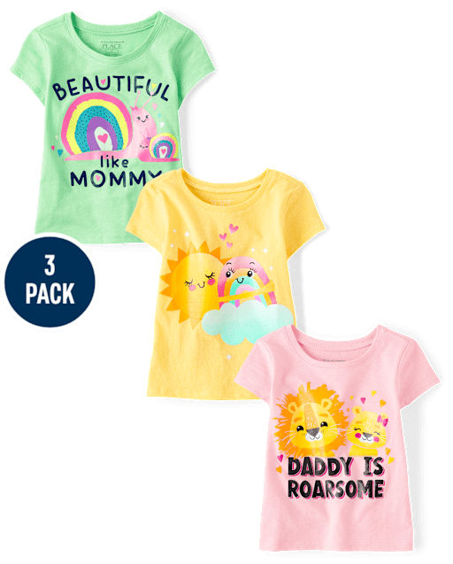 Baby And Toddler Girls Family Graphic Tee 3-Pack