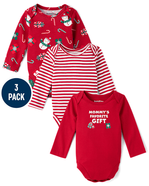 Lot de 3 bodies de Noël pour bébé