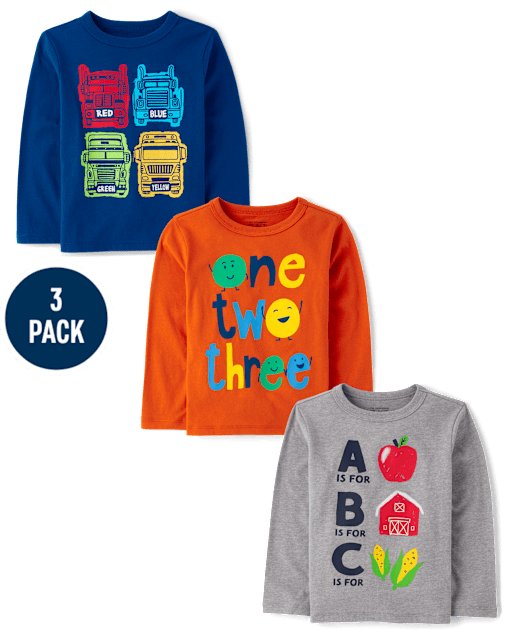 Baby And Toddler Boys Educational Graphic Tee 3-Pack