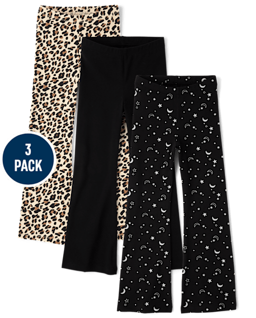 Girls Leopard Flare Leggings 3-Pack
