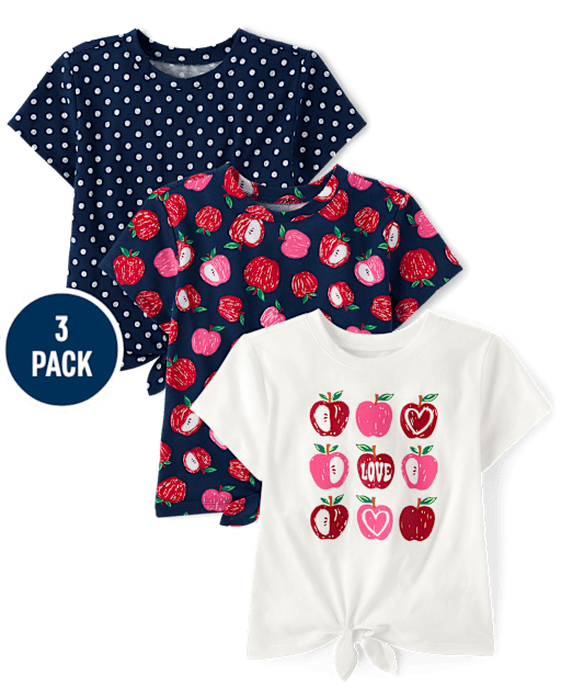 Girls Print Tie Front Top 3-Pack